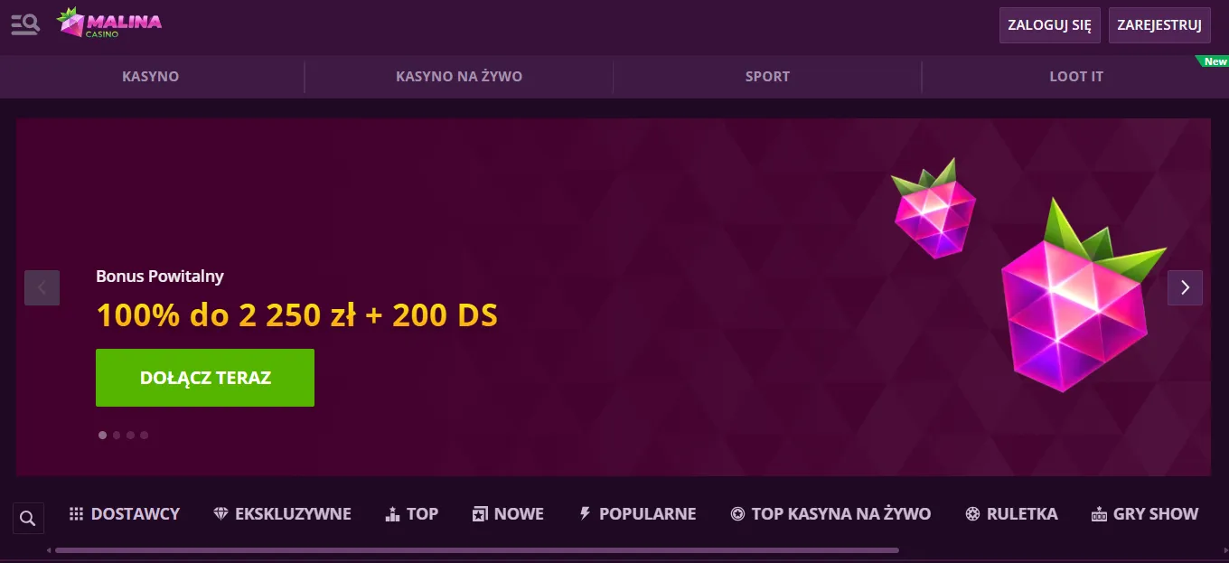 Wsparcie techniczne przy problemach z Malina Casino login